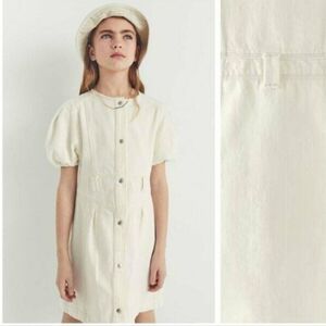 Zara Girl's Puff Sleeve White Denim Dress